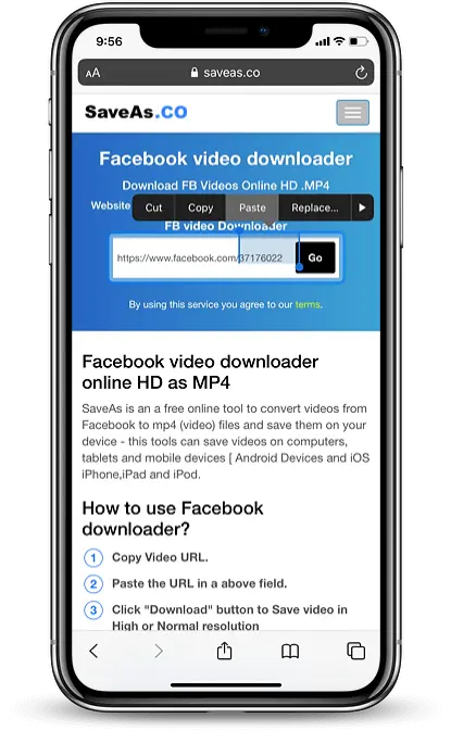 Завантаження відео з Facebook, крок 3